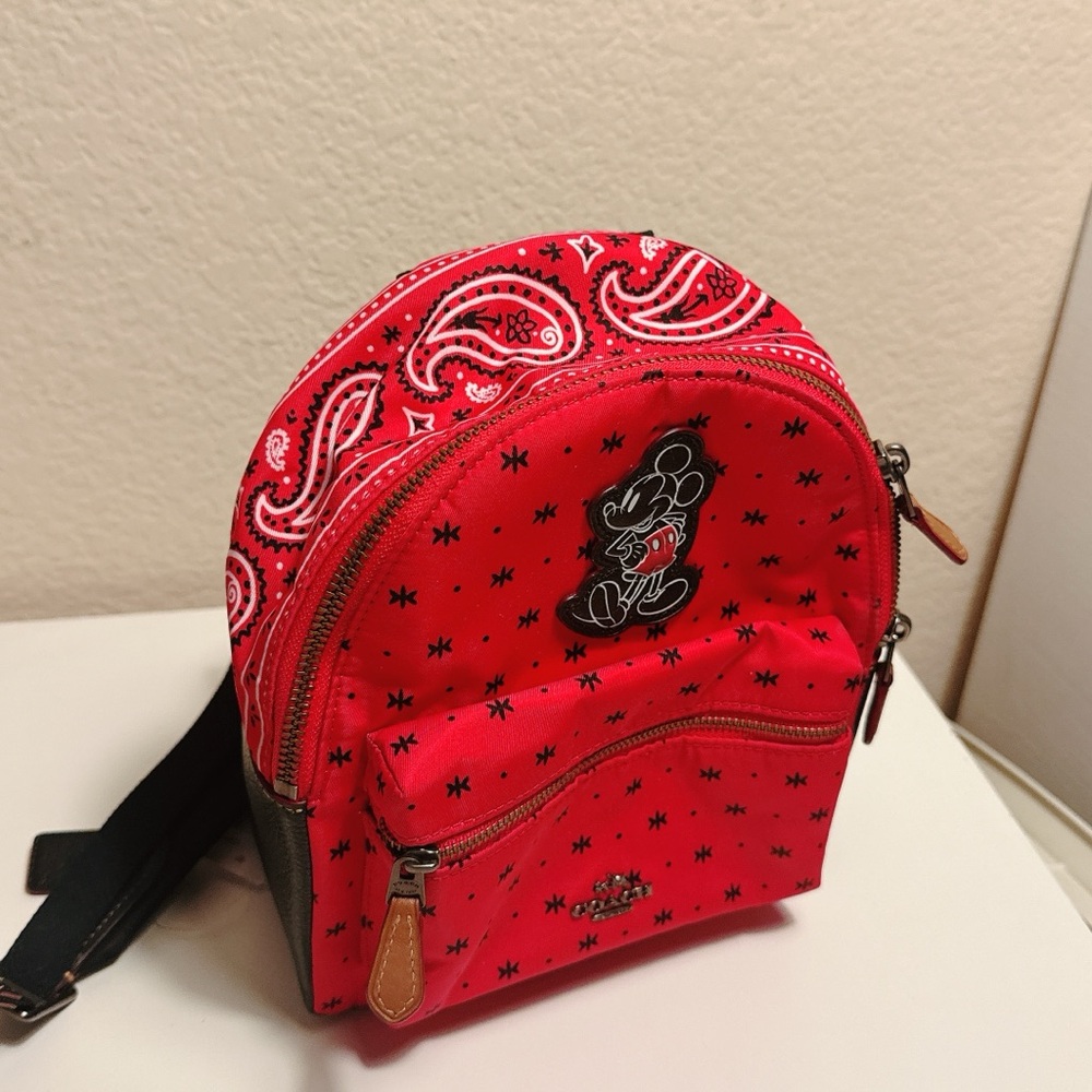 Coach Red Mickey Mouse Backpack - Picture 2 of 9